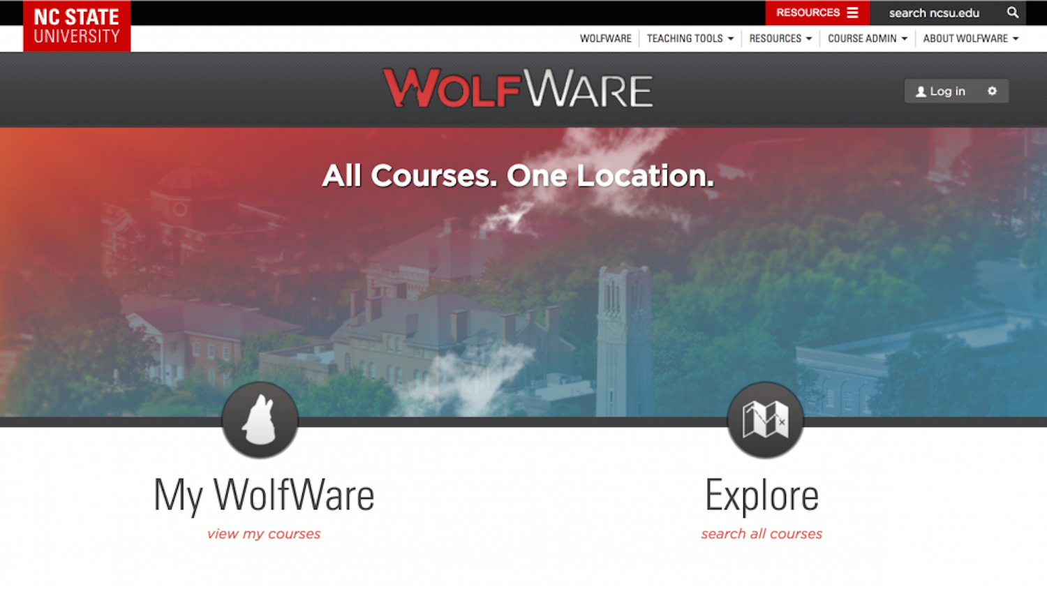 Screenshot of WolfWare home page