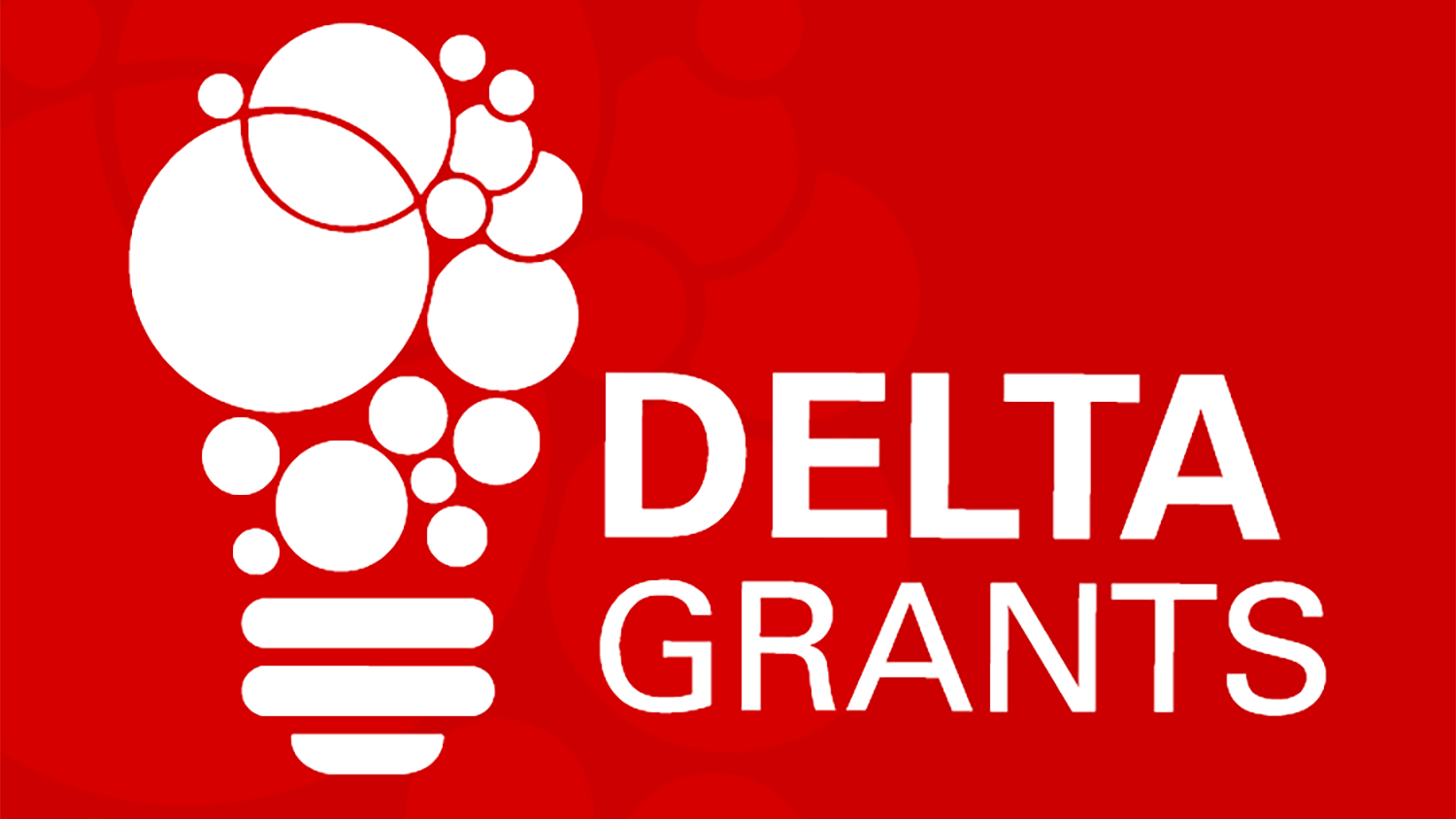 DELTA Grants logo - red background with white text and lightbulb icon.