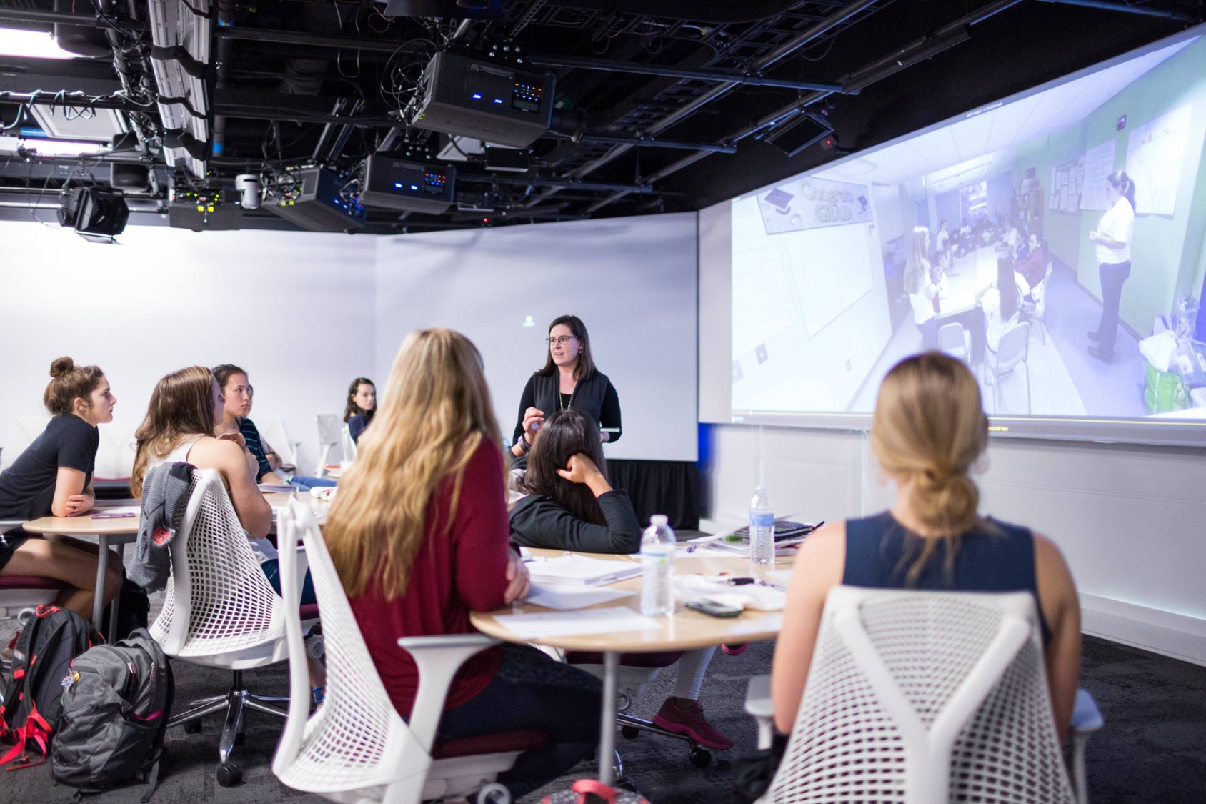 Students in visualization lab with Dr. Cooke