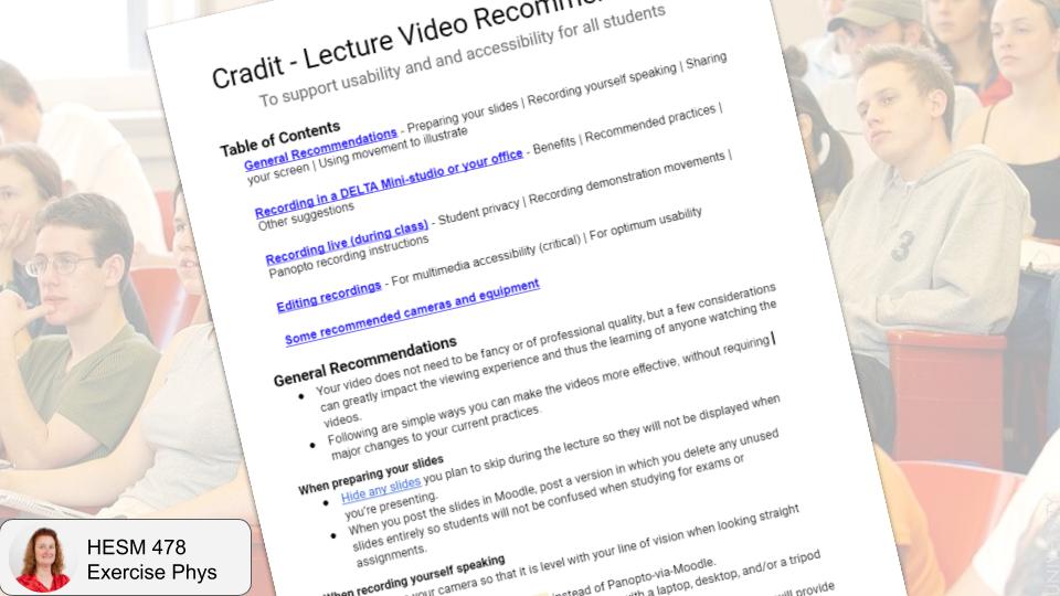 a screenshot of a document outlining video recommendations overlaid on a photo of students in a lecture hall