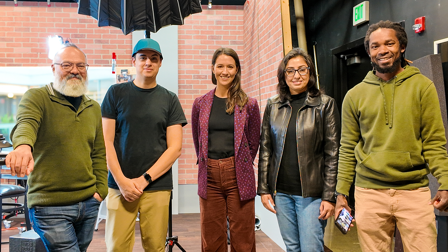 The video production project team members Arthur Earnest, Michael Castro, Jessica Mitch, Sarah Khan and Relly Moorer.