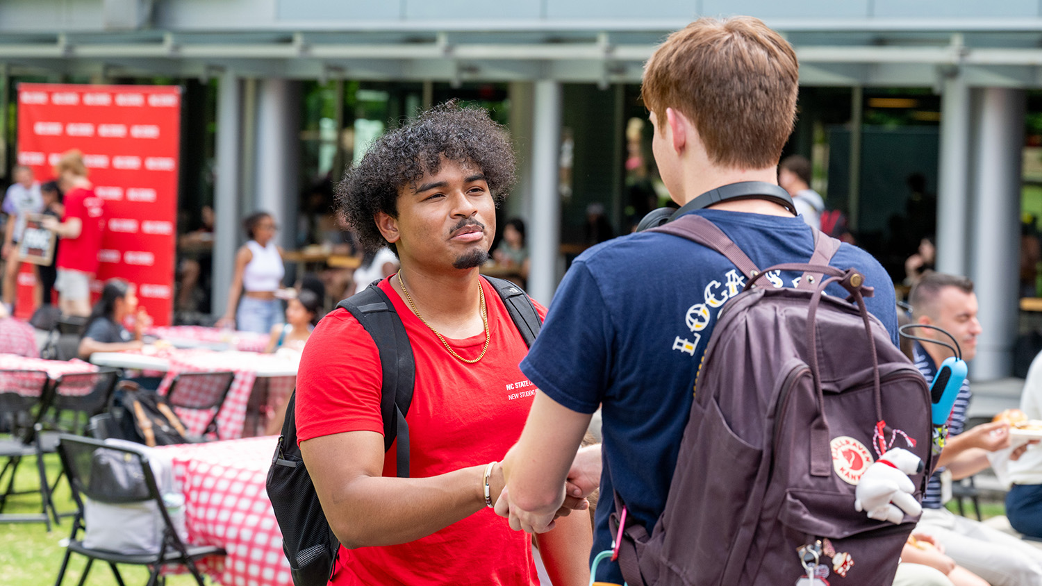 Students gather in the Tally Student Union on the first day of class for the fall 2024 semester. Photo by Becky Kirkland.